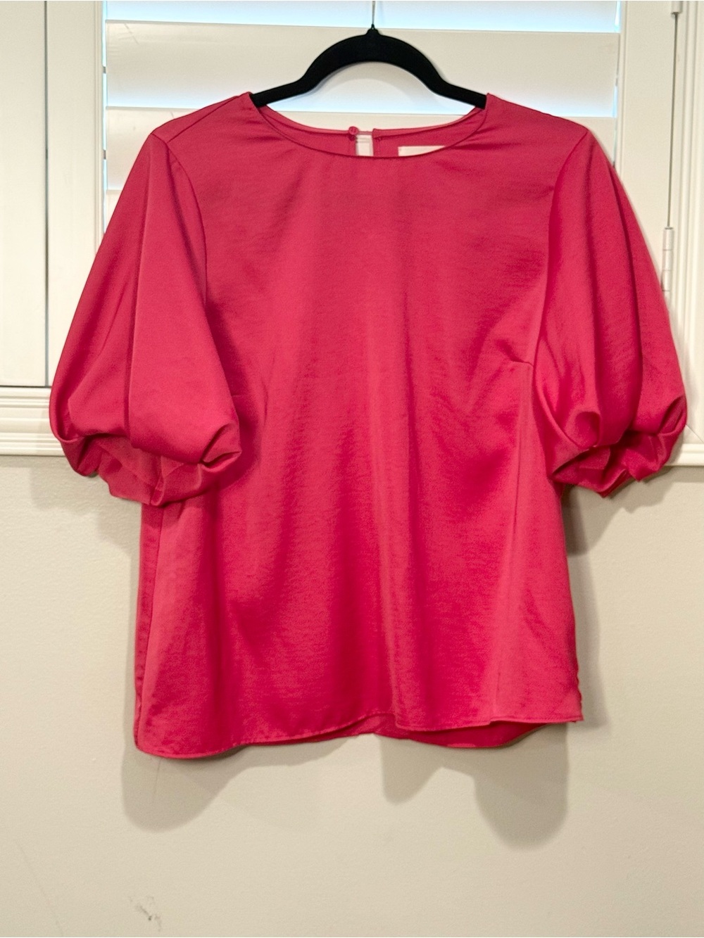 MELLODAY Hot Pink Puff-Sleeve Blouse
